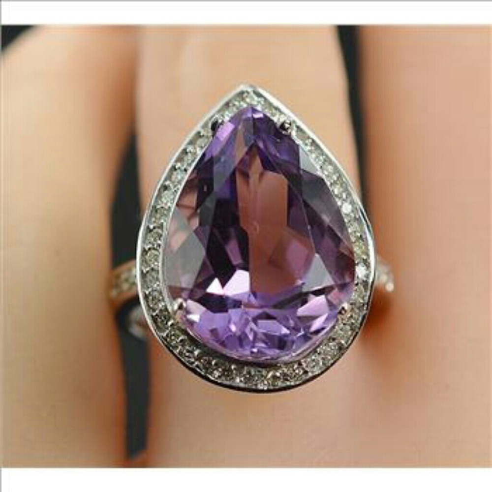 Halo Amethyst diamonds 14k WG ring NWOT, final